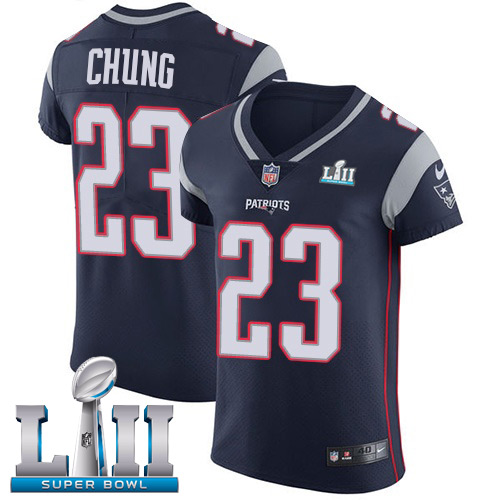 Nike Patriots #23 Patrick Chung Navy Blue Team Color Super Bowl LII Men's Stitched NFL Vapor Untouchable Elite Jersey - Click Image to Close
